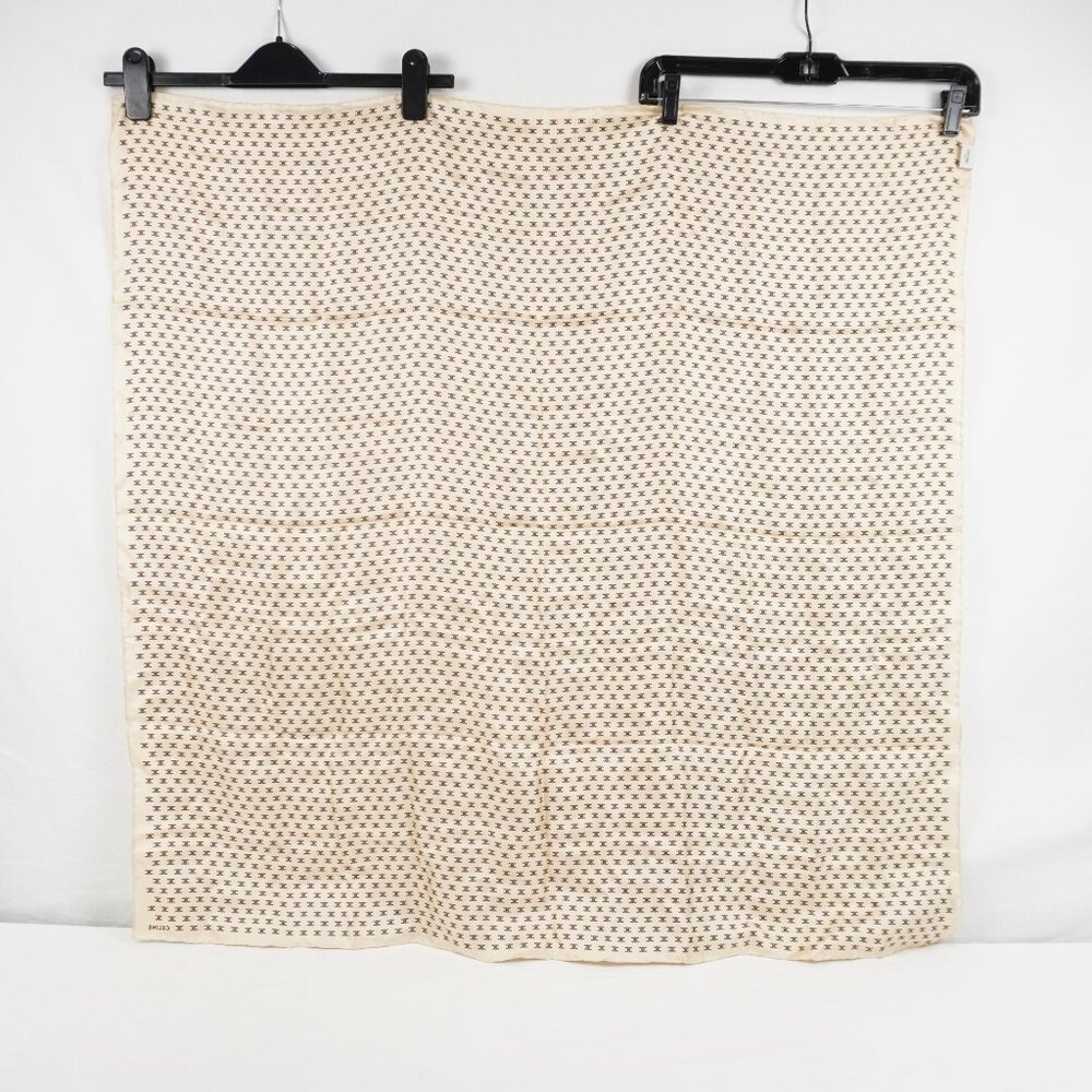 Celine Silk Triomphe Monogram Square Scarf In Beige And Brown NWT - Picture 3 of 11